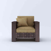 Olivia Solid Sheesham Wood Single Seater Sofa (Walnut Finish)